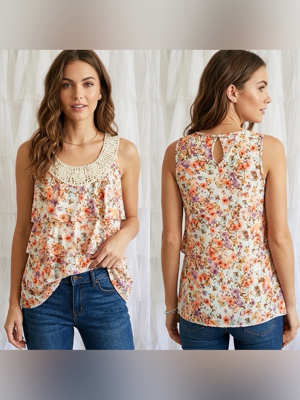 Maurices Women’s Sleeveless Tank Floral Pattern Blouse Size Medium
